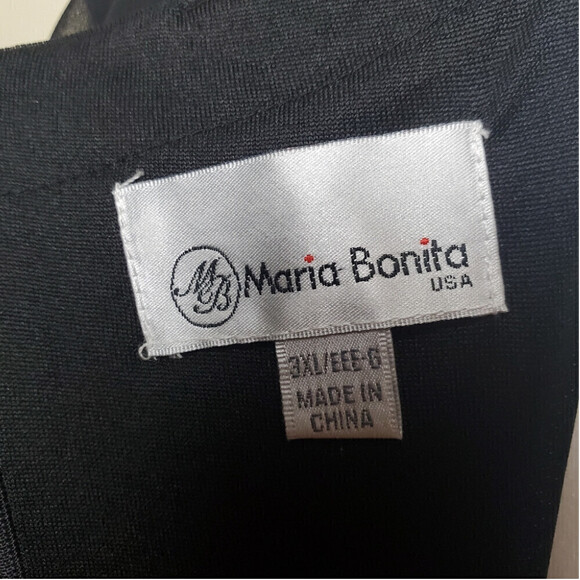 Plus Size Fitted Runched Black Dress with Sparkling Embellishments Size 3XL - Picture 12 of 12